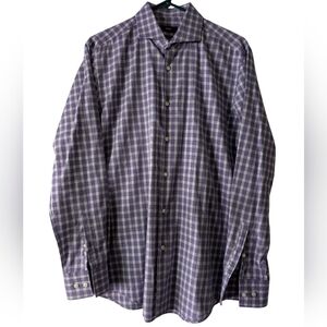 Hugo Boss Purple Plaid Men's Dress Shirt